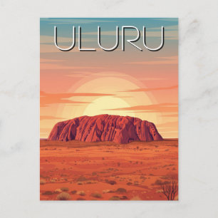 Vintage Uluru Australia Sunset Vykort