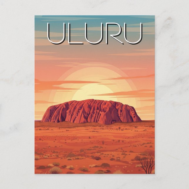 Vintage Uluru Australia Sunset Vykort (Framsida)