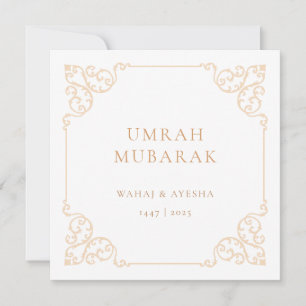 Vintage Umrah Mubarak Guld Ram Greeting Card Julkort