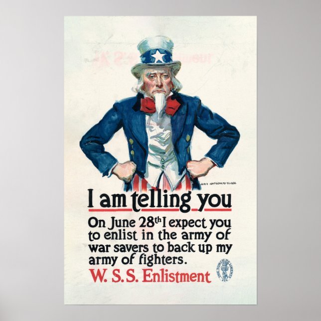 Vintage Uncle Sam Första Världskriget Armé Affisch (Framsidan)