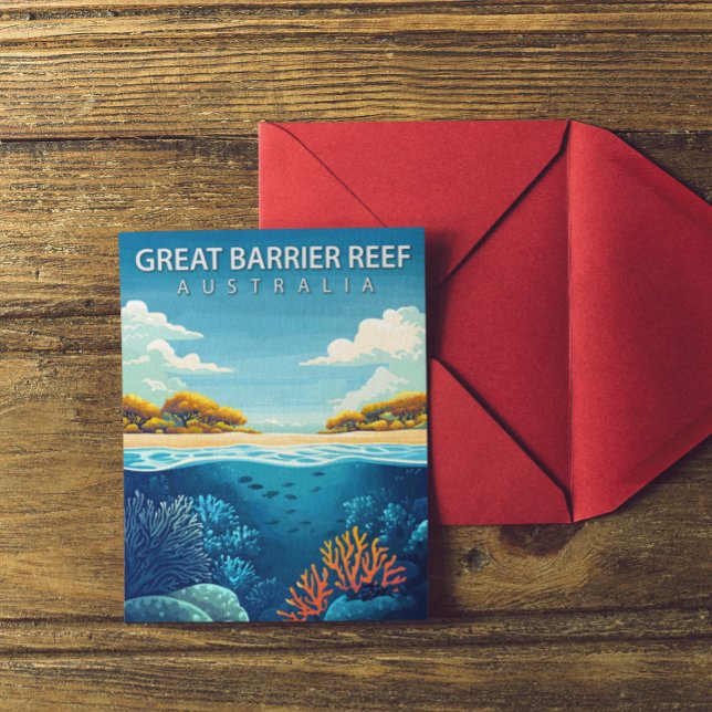 Vintage Underbar Barrier Reef Australia Travel Vykort (vintage great barrier reef australia postcard)