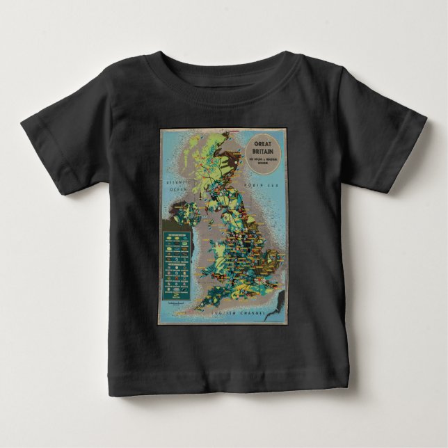 Vintage Underbar Britain Resources Karta Tee Shirt (Framsida)
