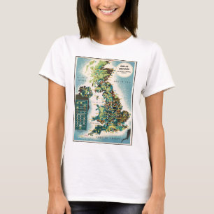 Vintage Underbar Britain Resources Karta Tee Shirt