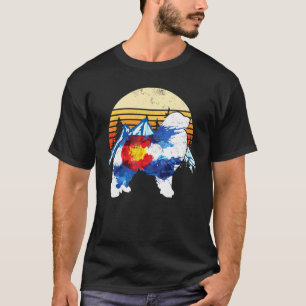 Vintage Underbar Pyrenées Hund Colorado Flagga Sun T Shirt