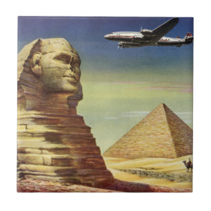 Vintage Underbar Sphinx of Giza, Pyramids of Egypt Kakelplatta