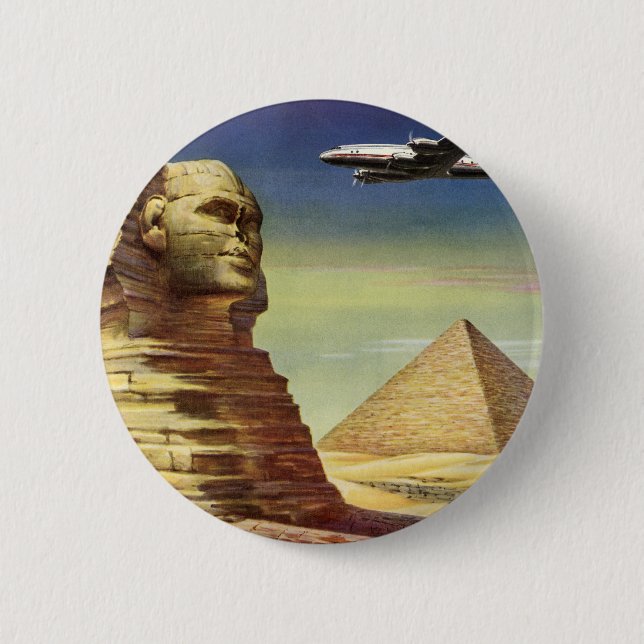 Vintage Underbar Sphinx of Giza, Pyramids of Egypt Knapp (Framsida)