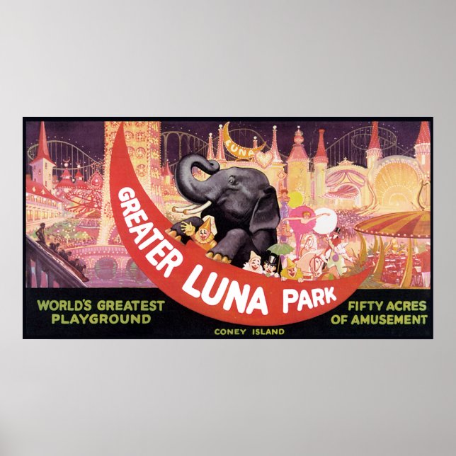 Vintage Underbarare Luna Park Poster (Framsidan)