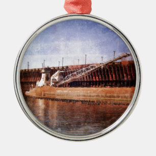 Vintage Underbarare Sjöar Freighter Julgransprydnad Metall