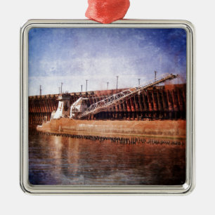Vintage Underbarare Sjöar Freighter Julgransprydnad Metall