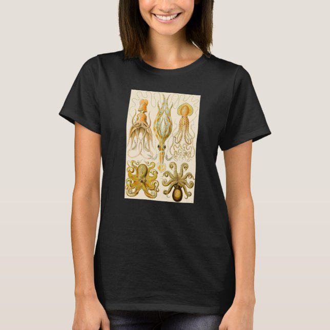 Vintage Undervattensbläckfisk Illustration Premium T Shirt (Framsida)