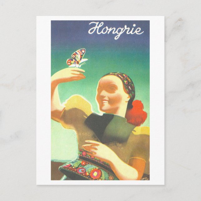 Vintage Ungern Resepostkort Vykort (Framsida)