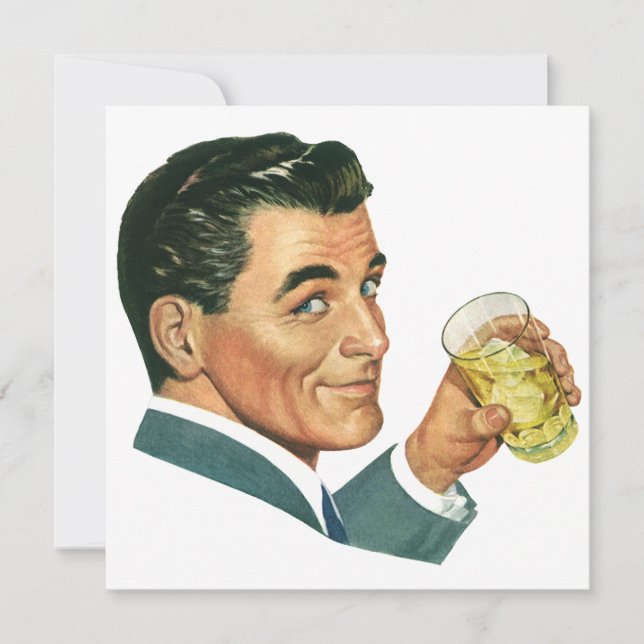Vintage ungkarl på en cocktailfest inbjudningar (Framsida)