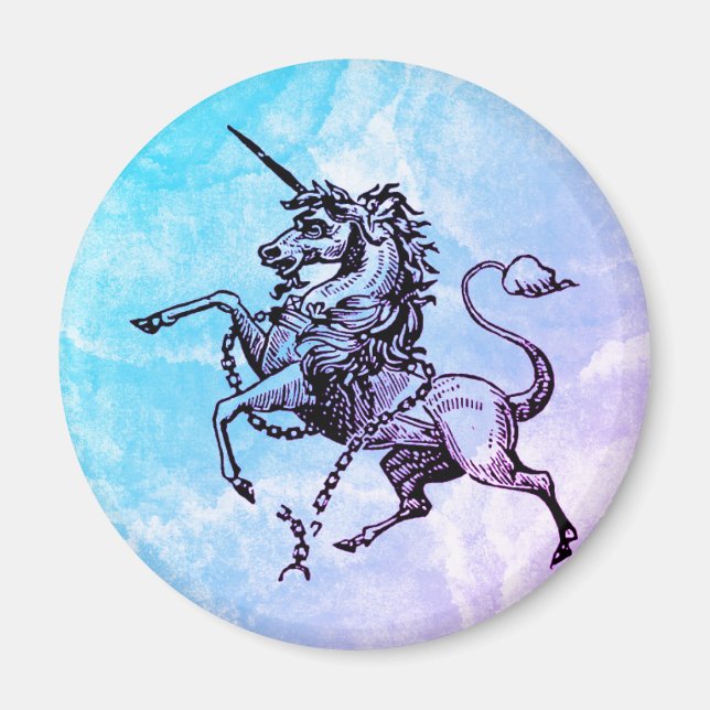 Vintage Unicorn Clouds Magnet (Framsidan)