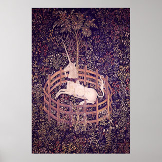 Vintage Unicorn in Captivity Tapestry Print Poster
