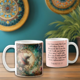 Vintage Unicorn Isaiah 41:10 Scripture Christian Kaffemugg