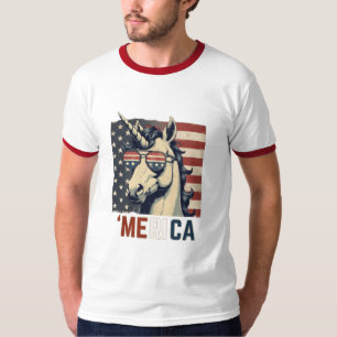 Vintage Unicorn Merica 4:e av July patriotic T Shirt