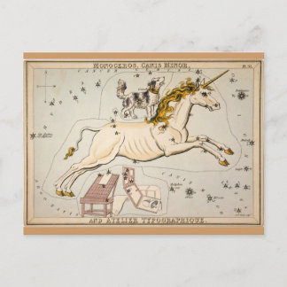 Vintage Unicorn Star Constellation Karta Vykort