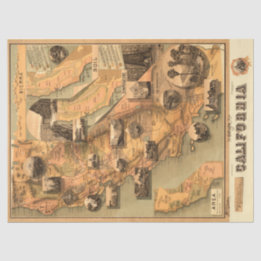 Vintage Unik återställd Kalifornien Karta, avsvärt