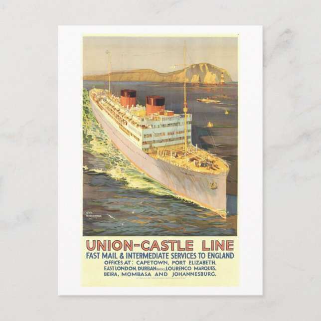 Vintage Union-Castle Line Mail Delivery Vykort (Framsida)