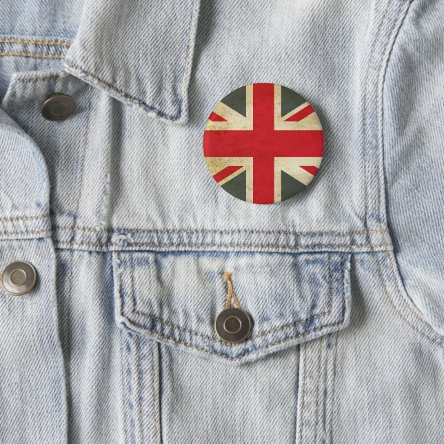 Vintage Union Jack British Flag Button Knapp (In Situ)