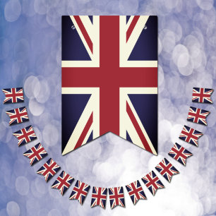 Vintage Union Jack, British Flagga bunting UK bana
