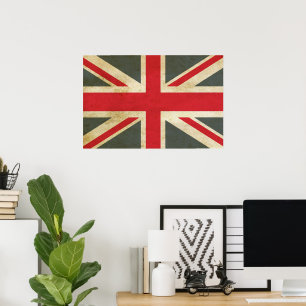 Vintage Union Jack brittisk flagga Poster
