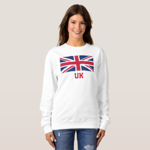 Vintage Union Jack Flagga (Red "UK" Text) Kvinnor T Shirt