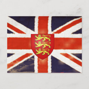 Vintage Union Jack Jackar Arm Postcard Vykort