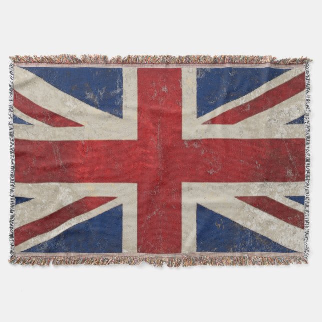 Vintage United Kingdom Union Jack Flagga Filt (Framsidan)