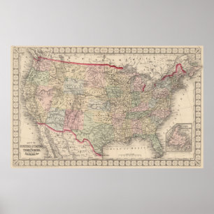 Vintage United States kartlägger (1874) Poster