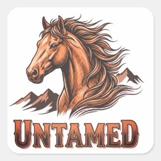 Vintage Untamed Stallion Western Shirt Fyrkantigt Klistermärke