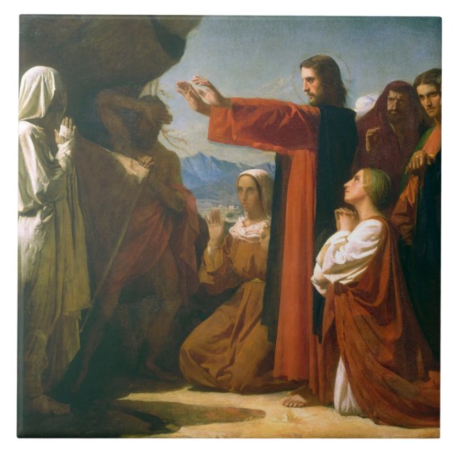 Vintage Uppkomsten av Lazarus Kakelplatta (Framsidan)