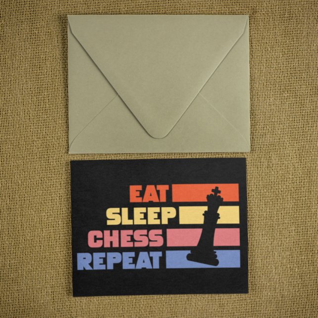 Vintage Upprepa schack Biet Vykort (eat sleep chess repeat vintage postcard)