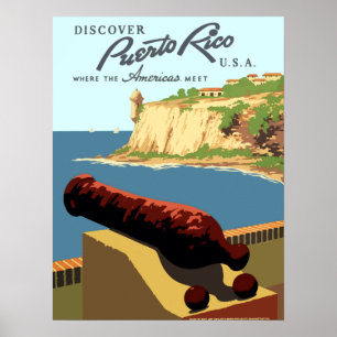 Vintage Upptäck Puerto Rico WPA Travel Poster