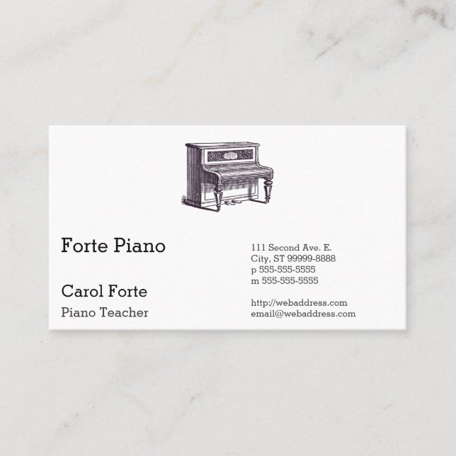 Vintage Upright Piano Tidsbeställning Kort (Framsida)
