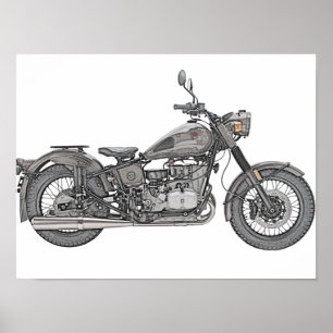 Vintage Ural motorcykelillustration Poster