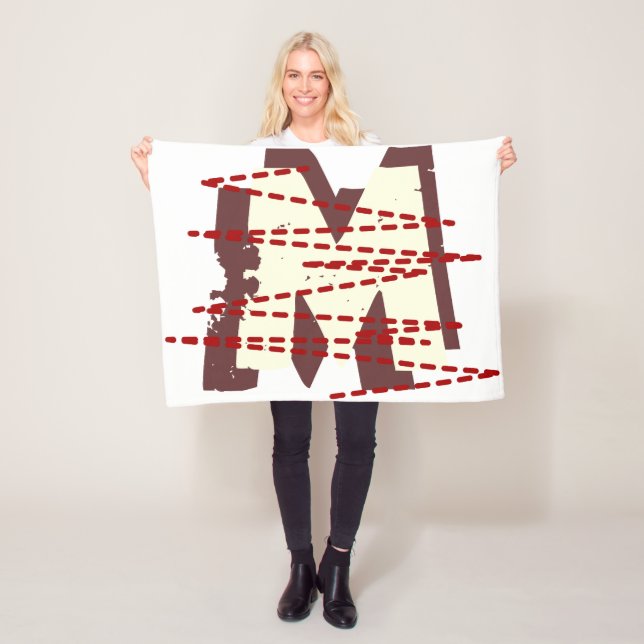 Vintage Urban Grunge Distress Monogram Brev Fleecefilt (På plats)