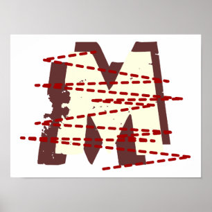 Vintage Urban Grunge Distress Monogram Brev Poster