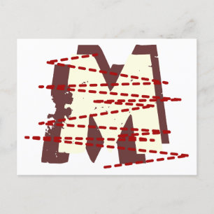 Vintage Urban Grunge Förvrängd Monogram Bokstav Helg Vykort