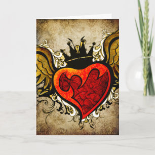 Vintage Urban Tattoo Winged Heart Greeting Card Kort