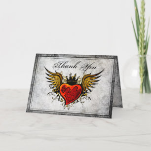 Vintage Urban Tattoo Winged Hjärttack you Cards Tack Kort