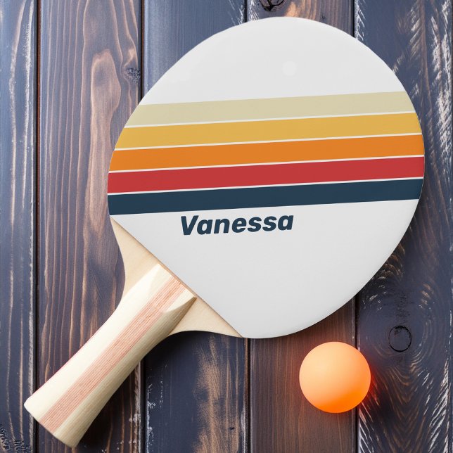Vintage Urbleknad Regnbågsrandig med Namn Pingisracket (Skapare uppladdad)