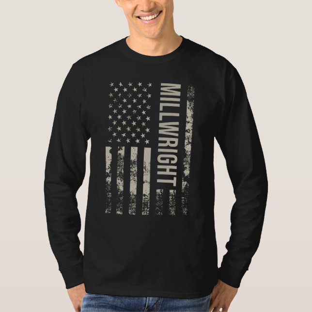Vintage US American Flag Millwright T Shirt (Framsida)