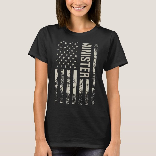 Vintage US American Flag Minister T Shirt (Framsida)