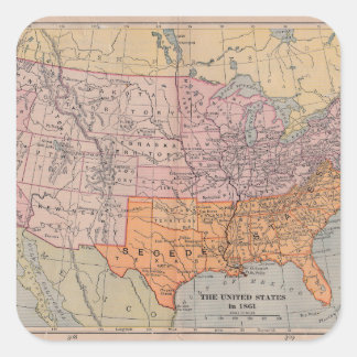 Vintage US Civil Krig Era Karta 1861 Fyrkantigt Klistermärke