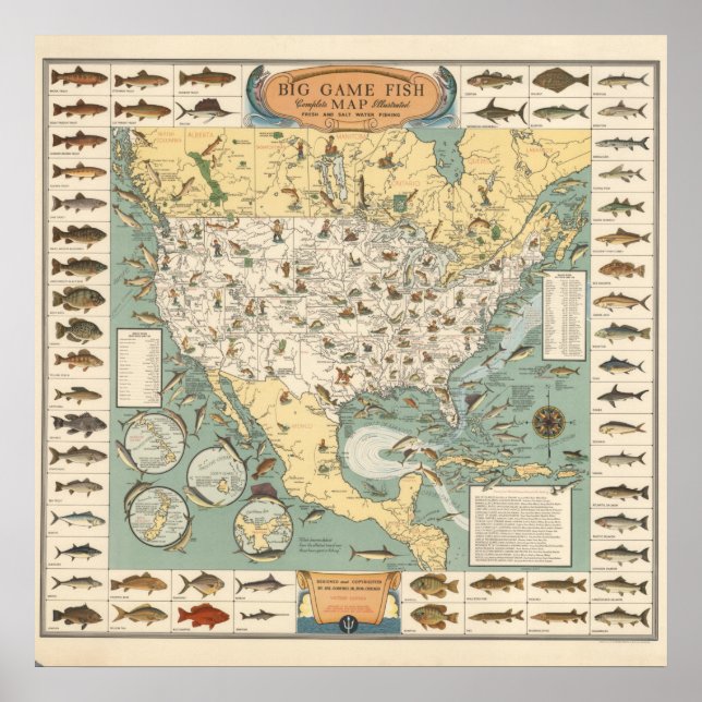 Vintage US Fish Karta Poster (Framsidan)