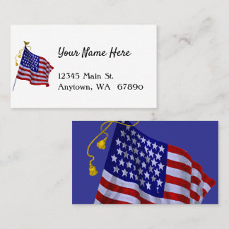 Vintage US Flag in Patriotic Red White Blue Custom Visitkort
