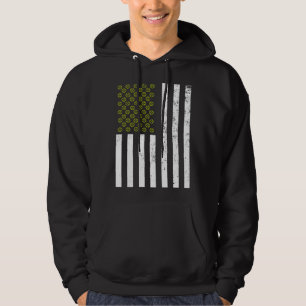 Vintage US Flag Pickleball Pappa Patriotisk Pickle Hoodie