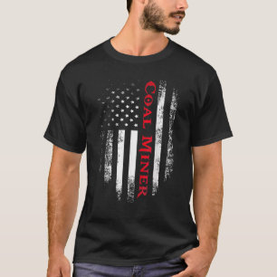Vintage US Red White Coal Miner American Flagga T Shirt