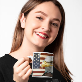 Vintage US USA flagga American Eagle 4 juli Kaffemugg